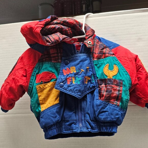 The Cuddle Club Other - Vintage The Cuddle Club Baby Child Coat Jacket Infant Block Colors Mr Fix It 12